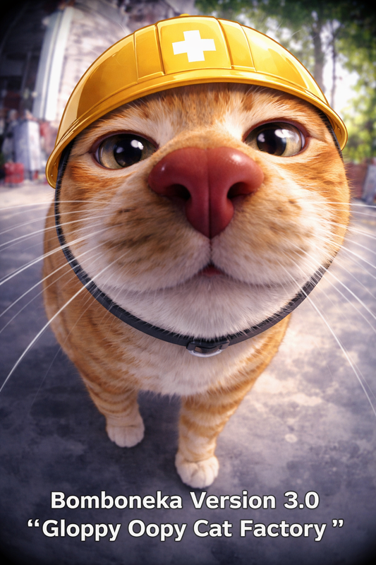 Construction cat with helmet close up