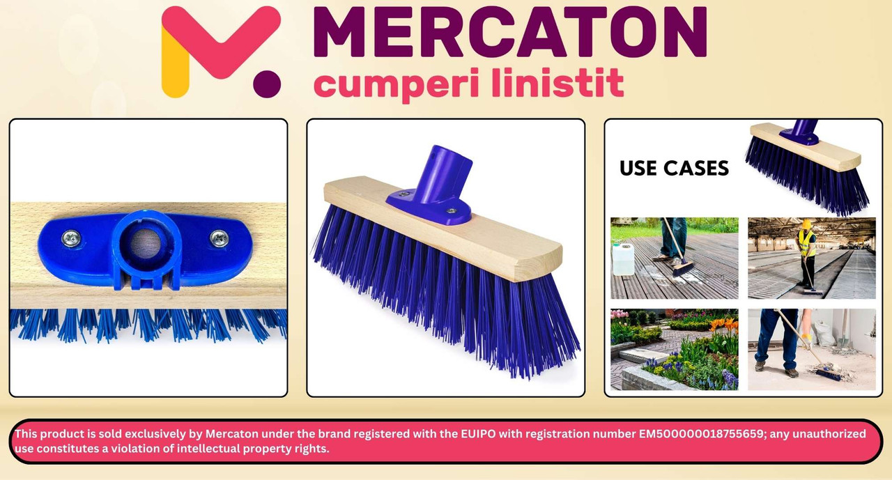 Matura Mercaton de Exterior din Lemn cu Perii din PVC si Suport din Plastic pentru Coada, 60 cm