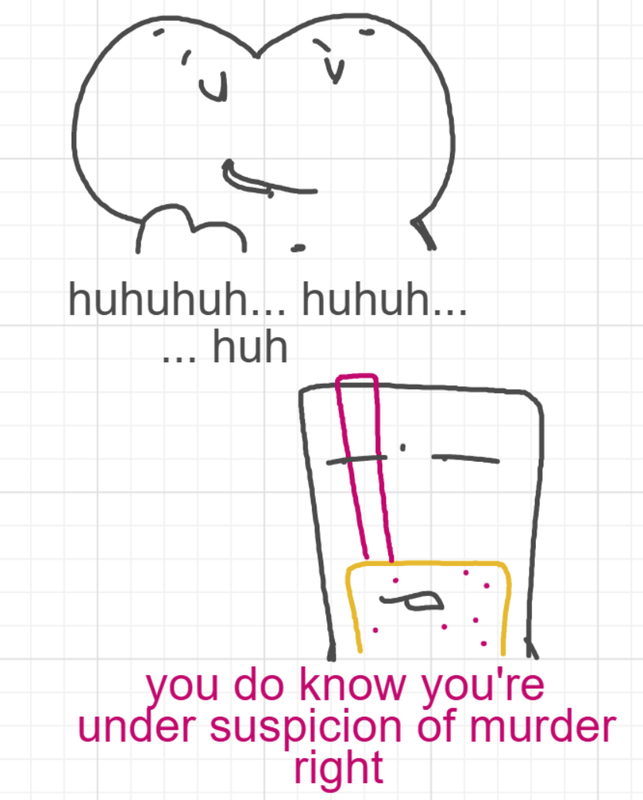 A panel from A Murder On The, episode six of the Board Boards object show by Furretwalk/WalkingFurret.