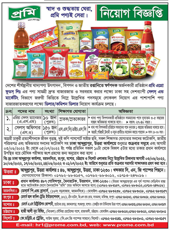 প্রমি তে ১৬০ পদে নিয়োগ বিজ্ঞপ্তি ২০২২