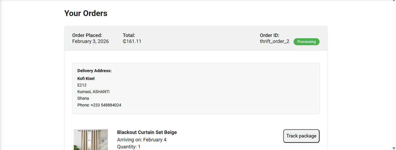 ThriftSpace - Orders