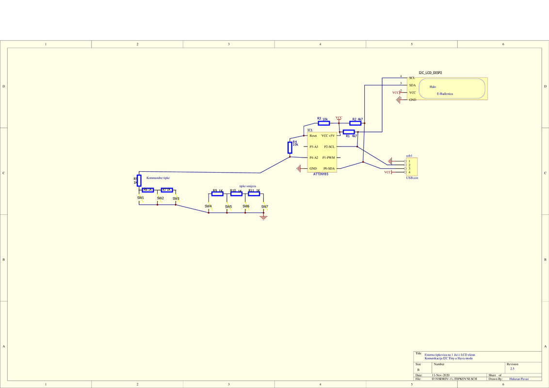 Externa tipkovica na 1 žici i LCD ekran