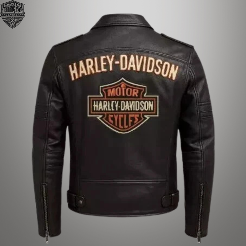 Harley Davidson Men's Black Motorcycle Jacket Real Cowhide Leather