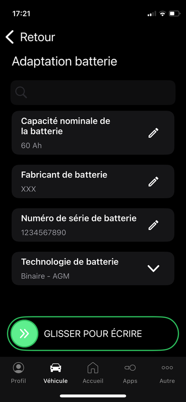 Adaptation batterie