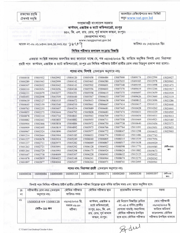 Rangpur-VAT-Exam-Result-2022-PDF-1