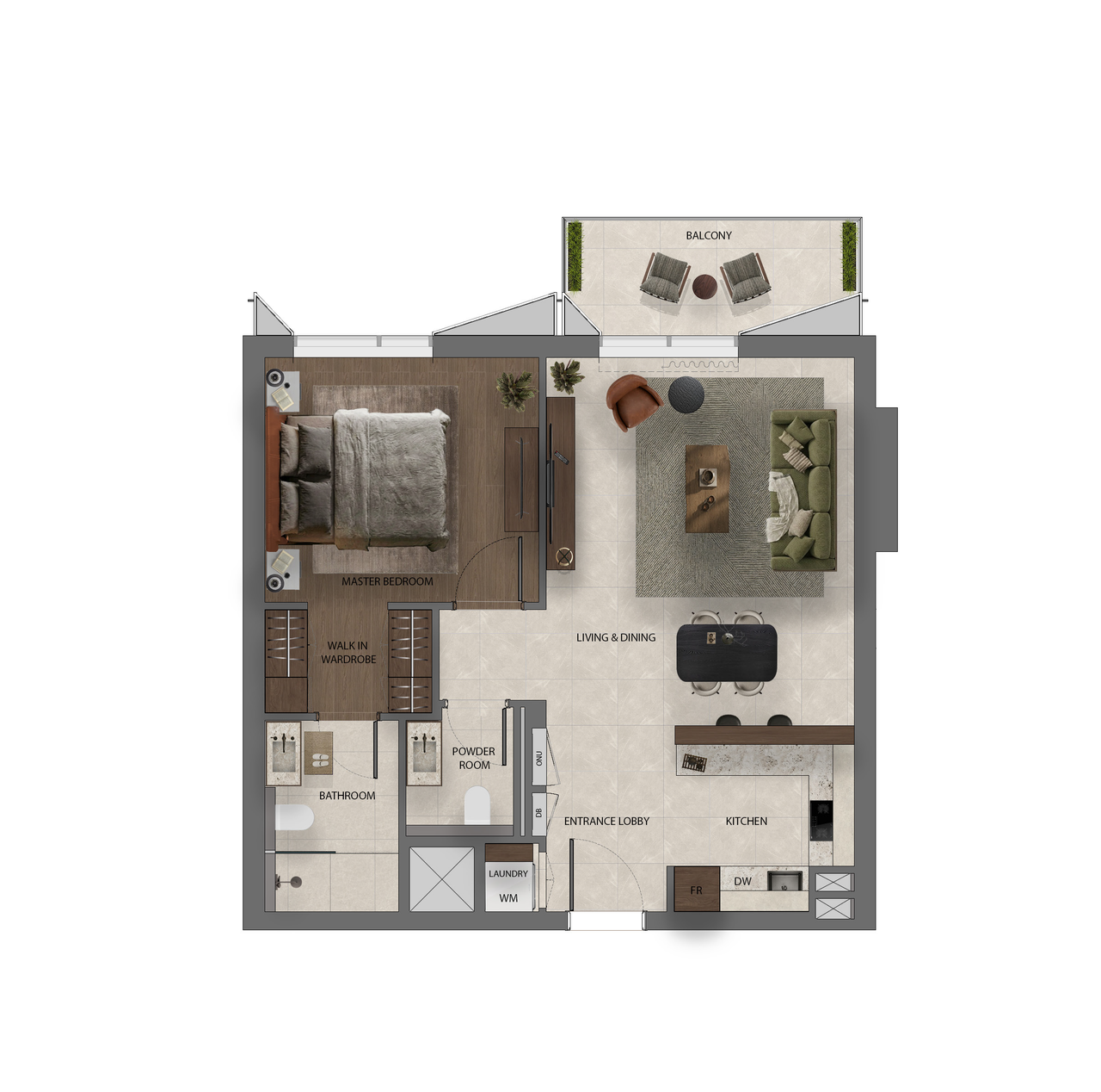 ПЛАНИРОВКА — апартамент, 1 спальня, 70—96 м²