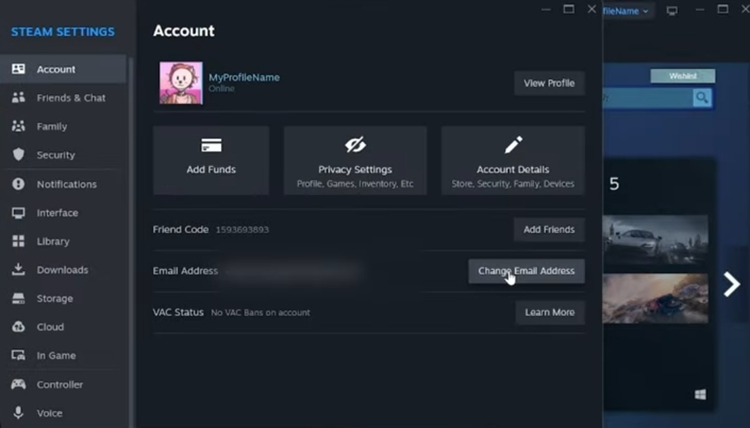 Account Tab