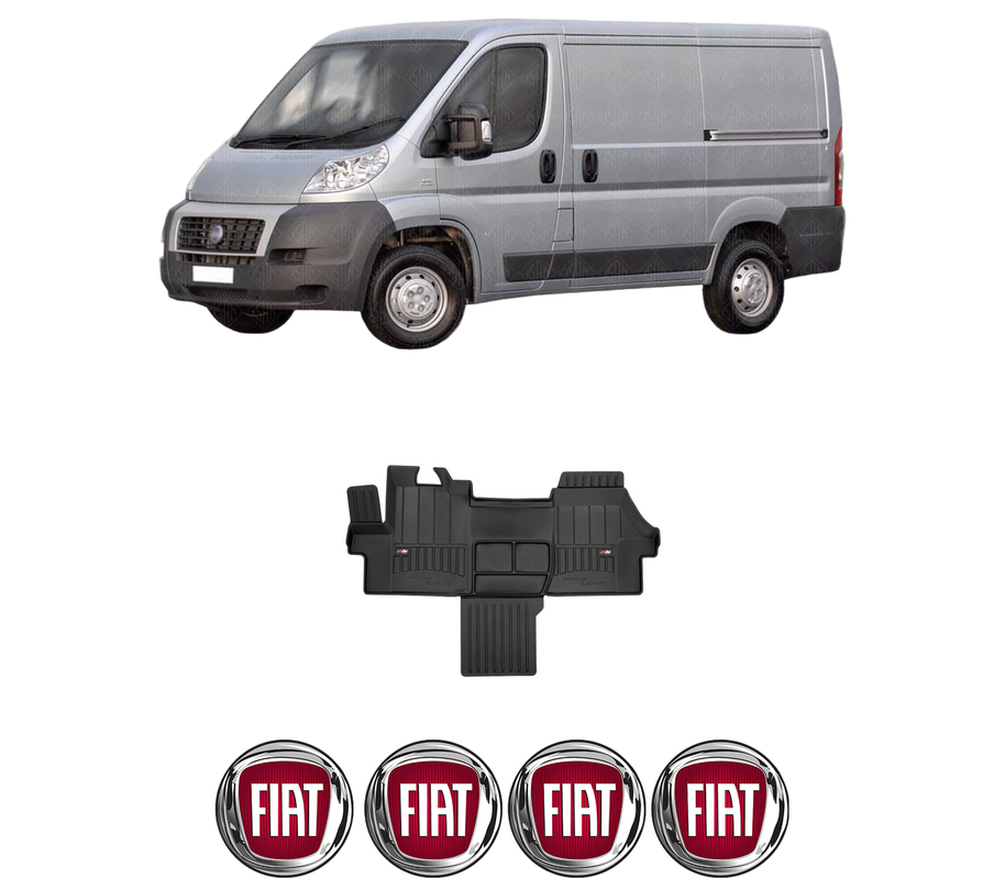 Set covorase presuri FIAT DUCATO Van (250_) din 2006-2023, auto, din cauciuc thermoplastic, 4 Stickere auto cu FIAT