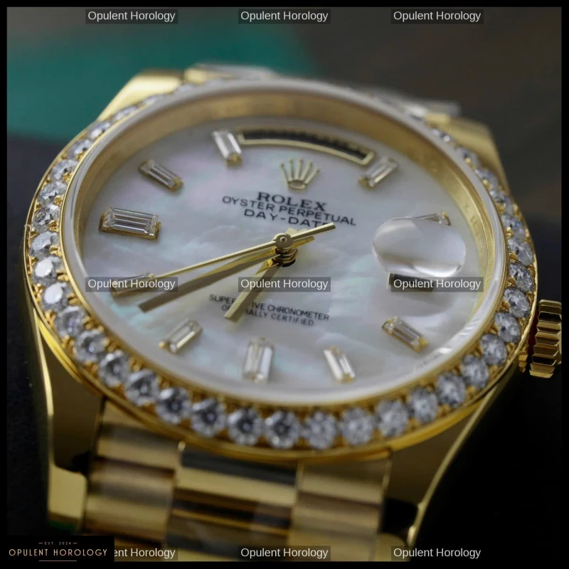 Rolex Day-Date 40 Mother of Pearl 18K Gold Plated Diamond Bezel