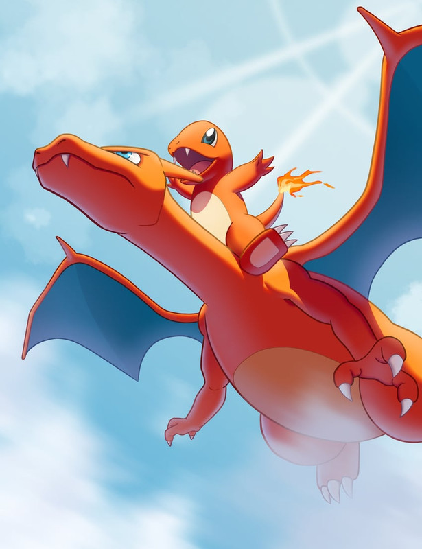 charizard-and-charmander-pokemon-drawn-b