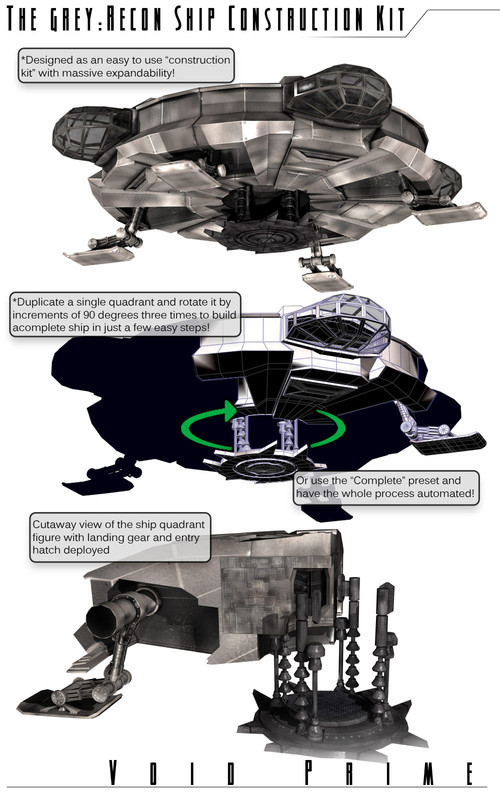 Void Prime Grey Alien Recon Ship Construction Kit