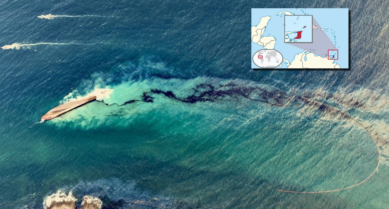 Barco 'fantasma' vuelca en costas de Trinidad y Tobago y derrama petróleo