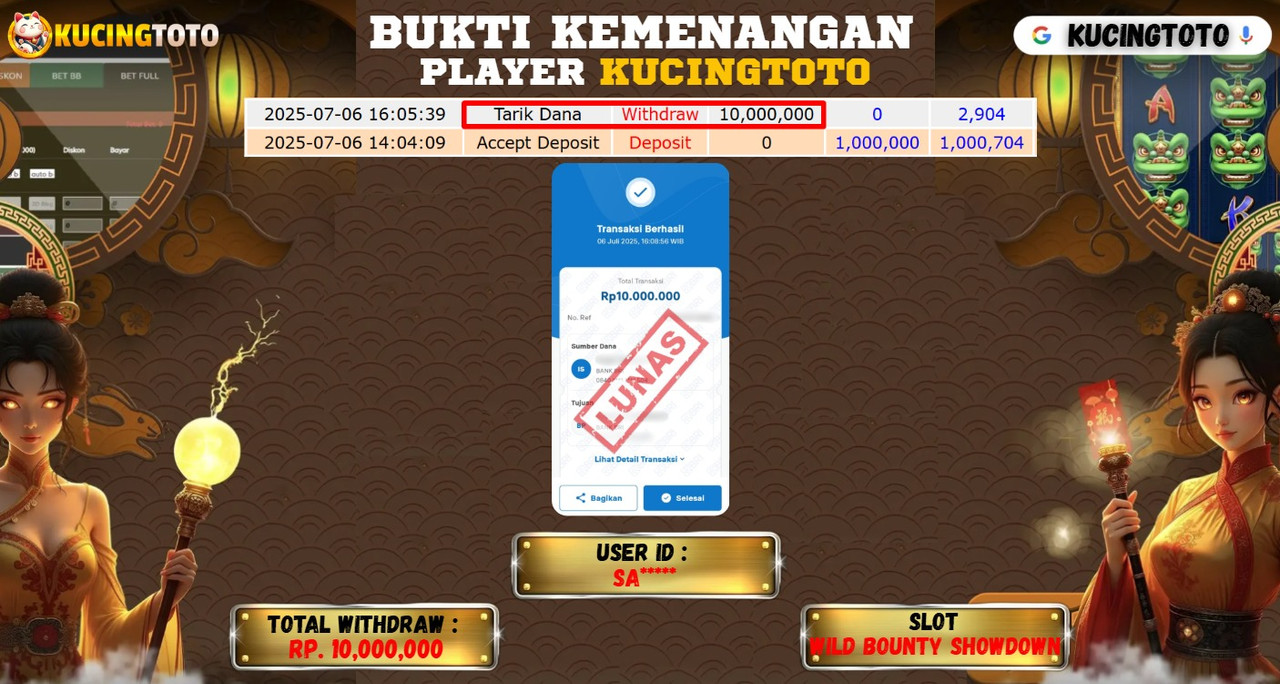 KUCINGTOTO JACKPOT SLOT WILD BOUNTY SHOWDOWN RP.10.000.000.,- LUNAS