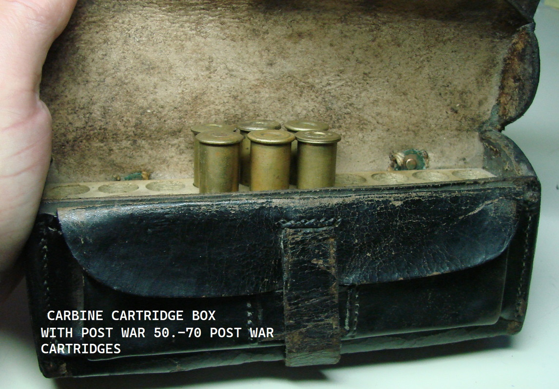 16 CW carbine cartridge box with .50-70 post war cartridges