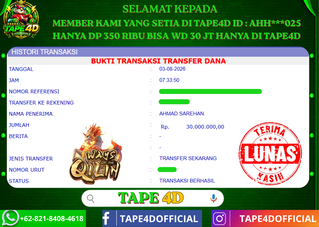 TAPE4D WAYS OF THE QILIN PRAMATIC PLAY 30.000.000-LUNAS