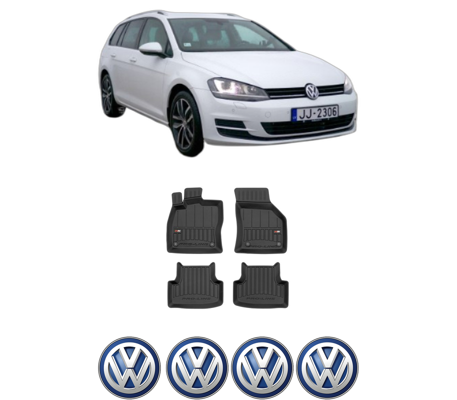 Set covorase presuri Volkswagen GOLF VII Variant (BA5, BV5) din 2013-2021, auto, din cauciuc thermoplastic, 4 Stickere auto cu Volkswagen