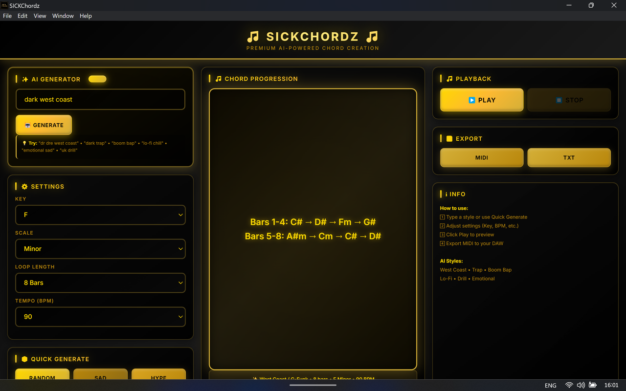 SICKChordz App Interface