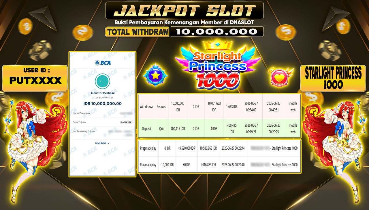 JACKPOT SLOT STARLIGHT PRINCESS IOOO  27 JUNE 2026