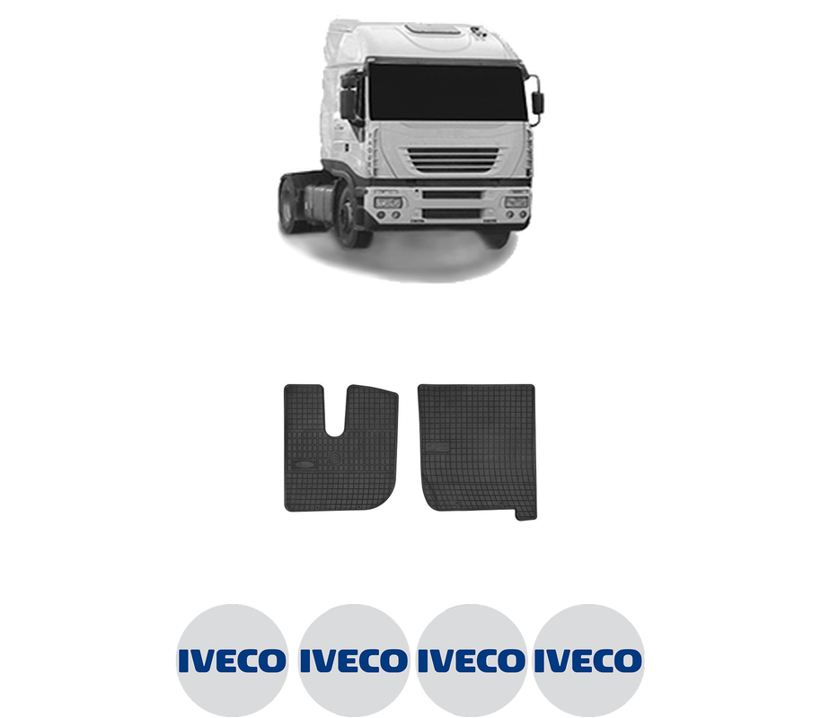 Set covorase presuri IVECO STRALIS I din 2002-2012, auto, din cauciuc thermoplastic, 4 Stickere auto cu IVECO
