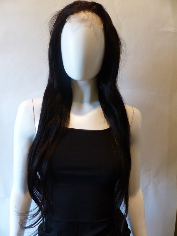 28" 100% HUMAN HAIR DARK BROWN BODY WAVE LACE WIG