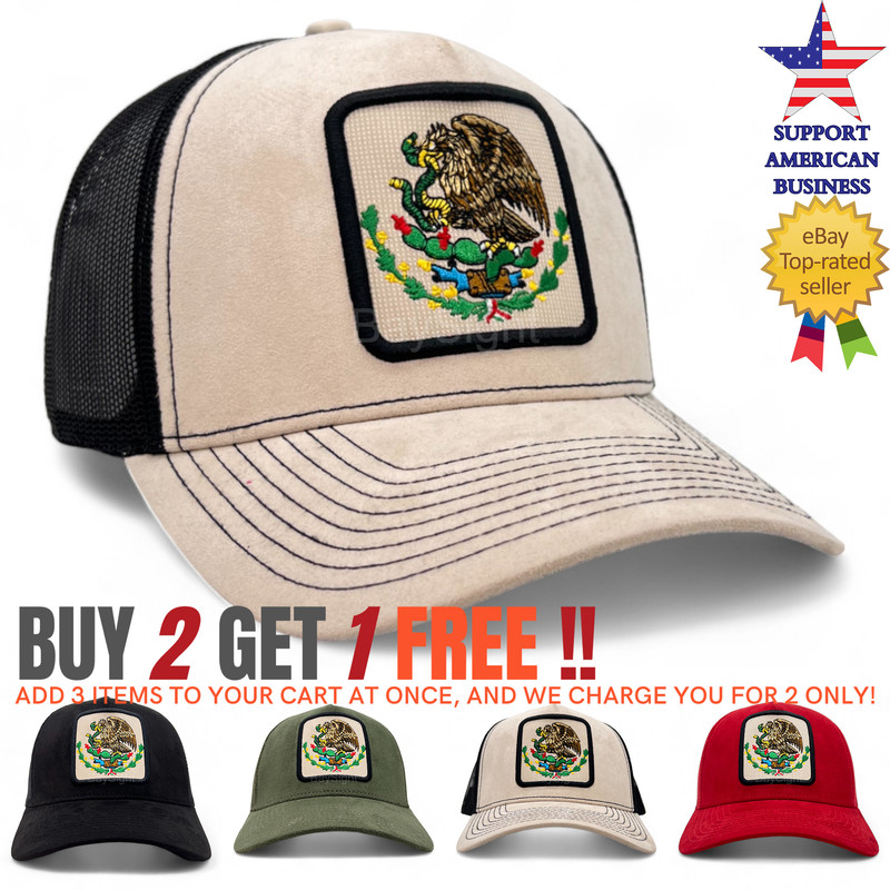 Casquette ajustable en coton noir doré snapback New Leader HL Mexico Eagle - France