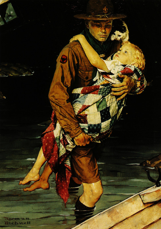 1941-Norman-Rockwell-Le-Scout-est-serviable-Huile-sur-Toile-86x61-cm