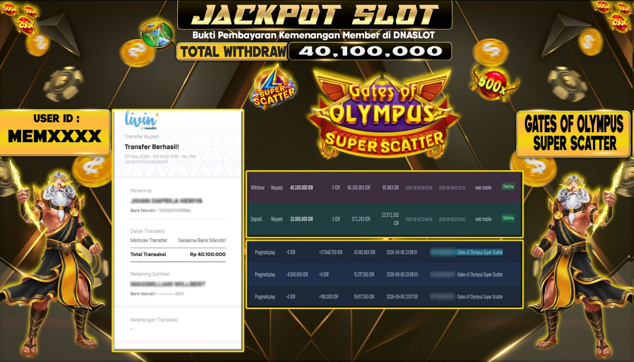 JACKPOT SLOT GATES OF OLYMPUS SUPER SCATTER  09 SEPTEMBER 2026