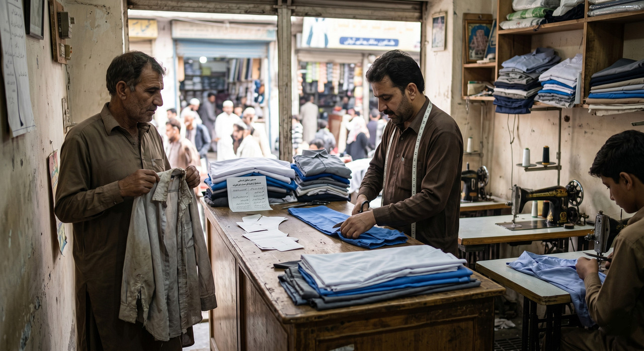 Tailor Nadeem Iqbal working