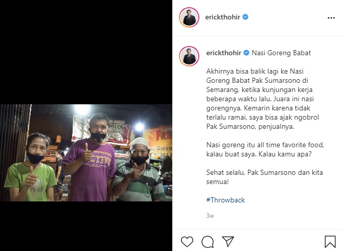 Keluarga Pak Sumarsono, penjual Nasi Goreng Babat langganan Erick Thohir.
