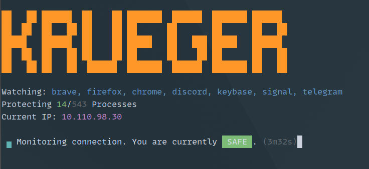 Screenshot of Krueger running