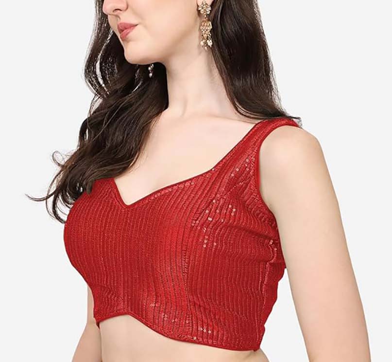 Women Georgette Blouse Sequin Work Full Sticth Sari Blouse Traditional Partywear - Picture 28 of 34