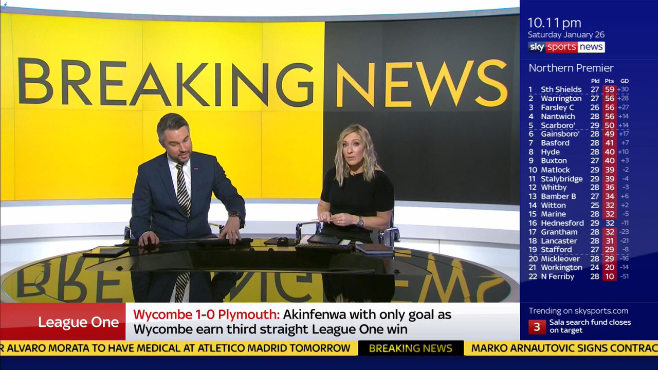 26 January - 22.00.00 - Sky Sports News At Ten. Round up of all 