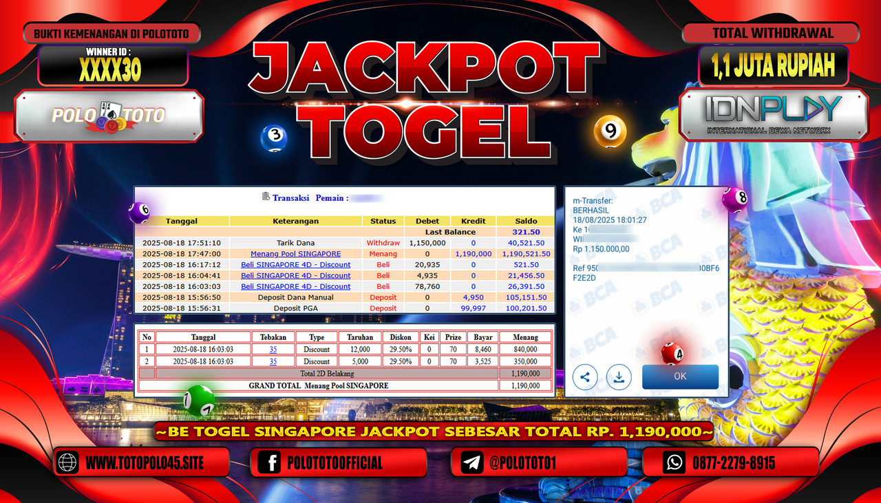 POLOTOTO JACKPOT TOGEL POOL SYDNEY Rp.1.100.000,- LUNAS