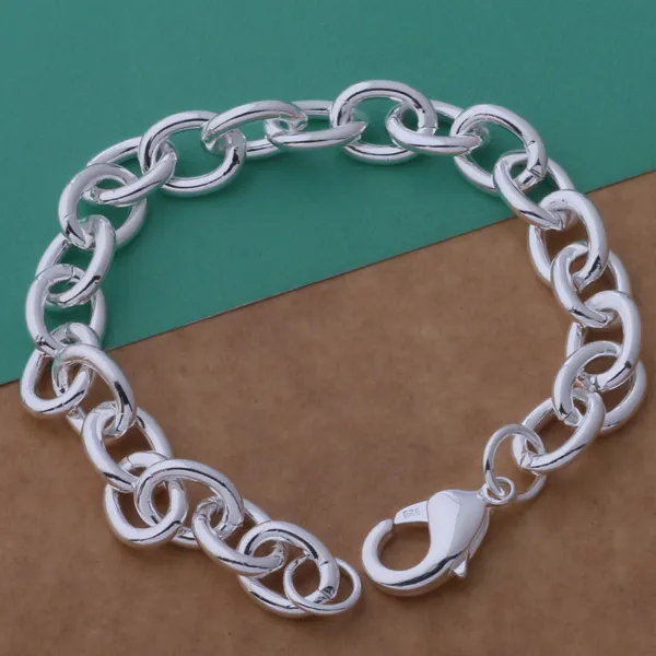 Pulseira de Elos Corrente Banhada a Prata 925 Masculina e Feminina 20cm Luxo com Fecho Lagosta (31)