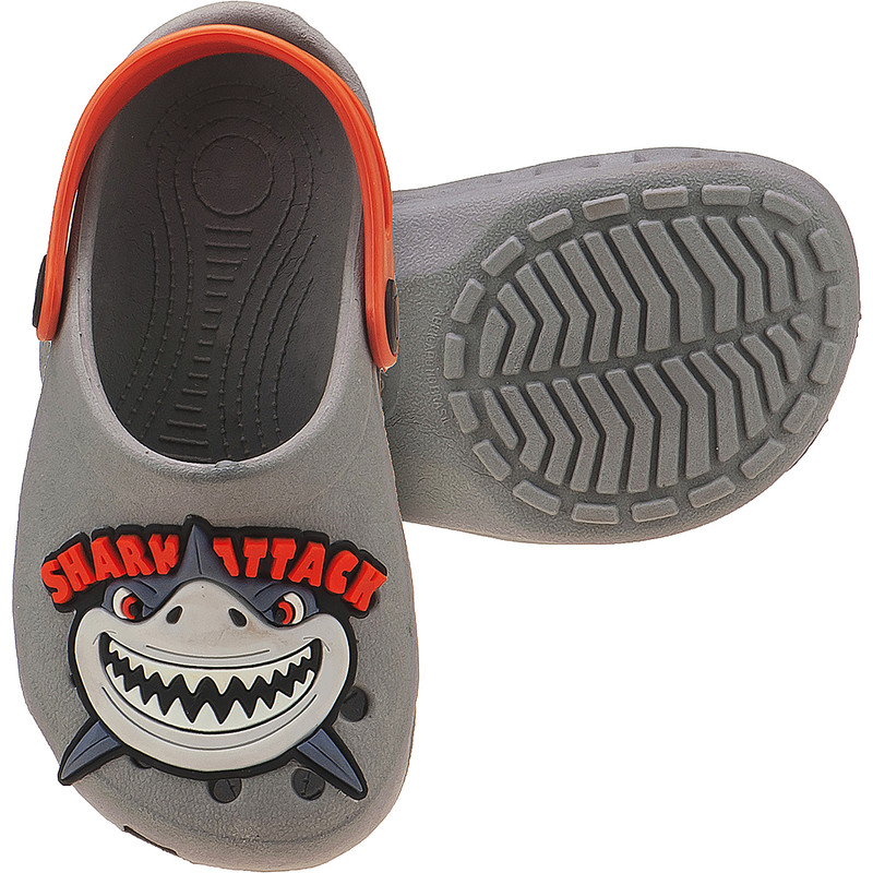 Chinelinho Infantil Shark Cinza/Laranja miniatura 3