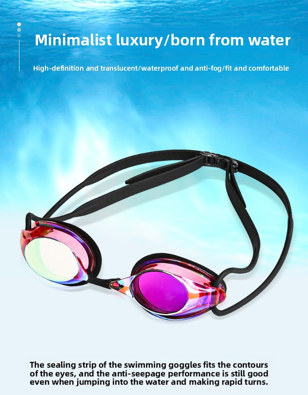 White Swimming Goggles Mirrored Anti-Fog UV Protection Waterproof HD Silicone Seal Swim Glasses for Men Women Training Racing