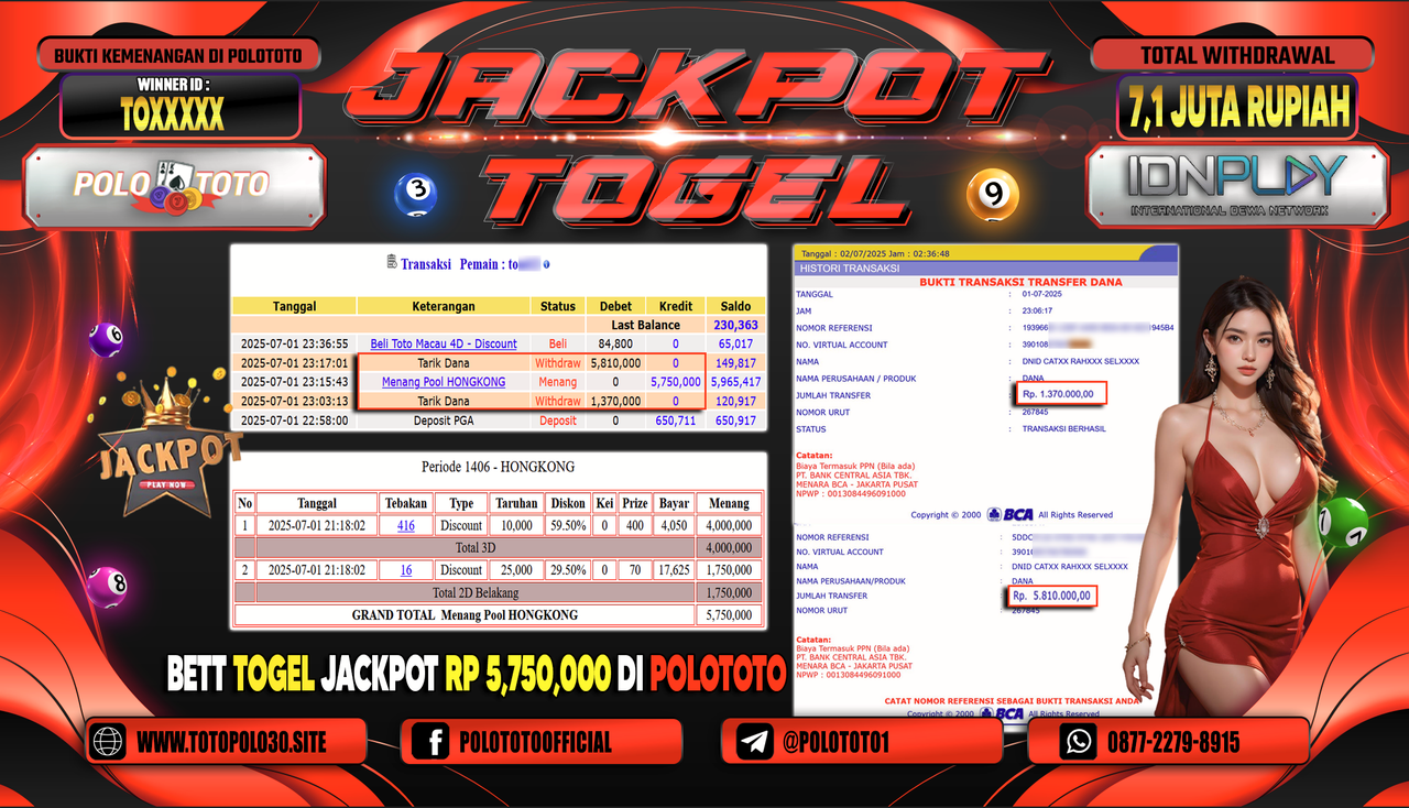 POLOTOTO JACKPOT TOGEL HONGKONG LOTTO Rp.7.180.000,-