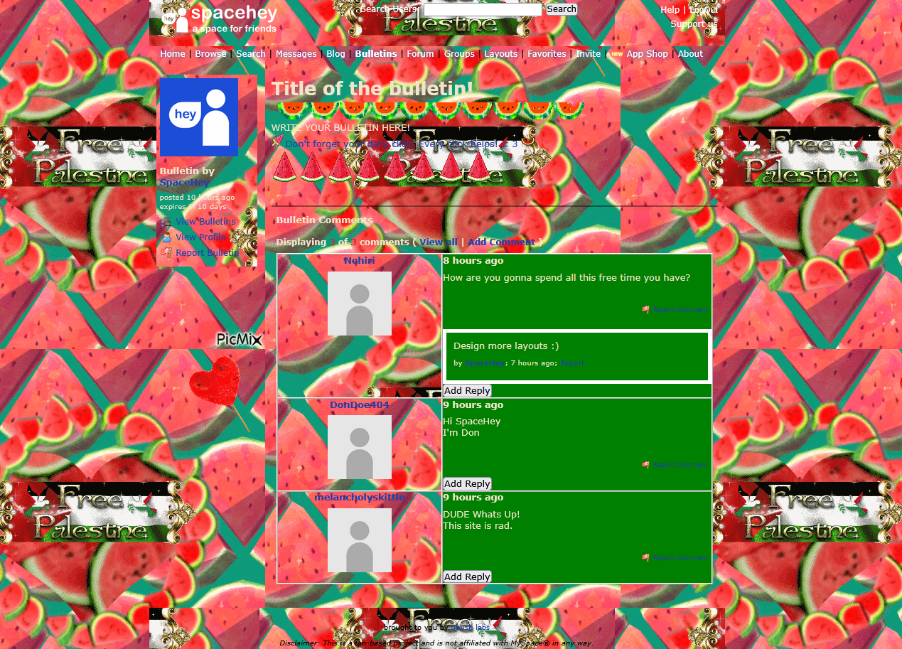 preview of bulletin posts with the layout