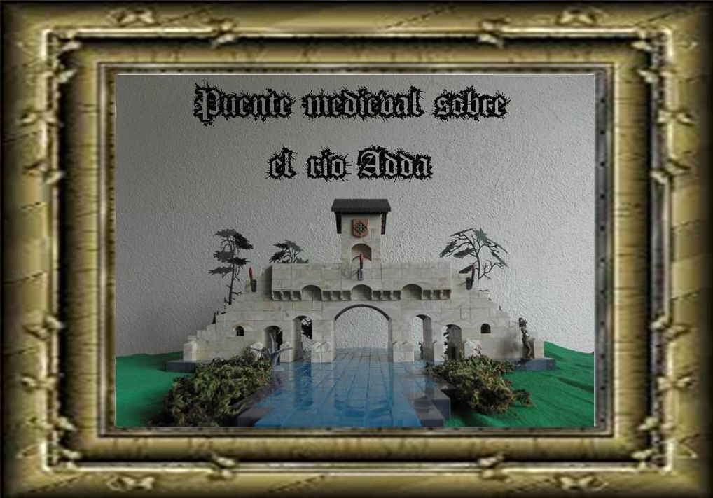 Puente medieval sobre el río Adda - cuadro