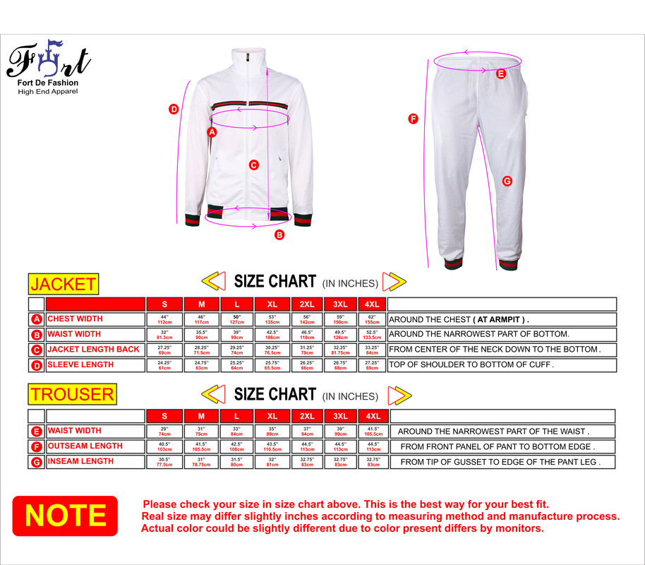 size chart jogger pants
