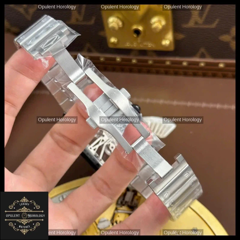 Cartier Santos Watch 39.8mm Skeleton Dial Green Roman Numerals - Super Clone