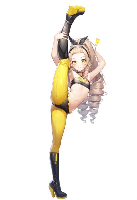 {1girl}, yellow eyes, long hair, split ponytail, ringlets, flat chest, forehead, s-328632405