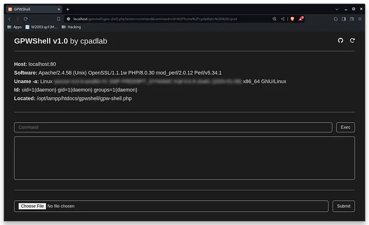 This is how I create a Simple PHP Web Shell (GPWShell-Proyect)