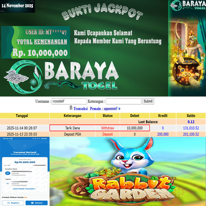 Rp. 10.000.000.- WD LUNAS DI BARAYATOGEL