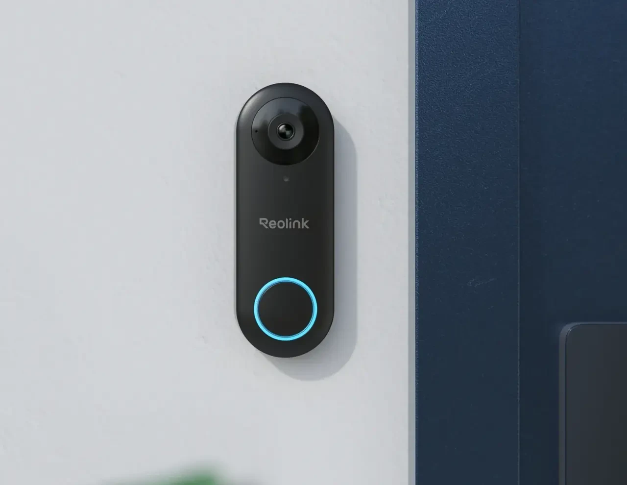 Reolink video doorbell camera mounted by a front door