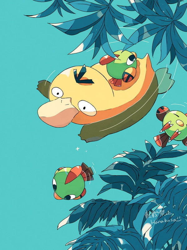 psyduck-and-natu-pokemon-drawn-by-hanabu