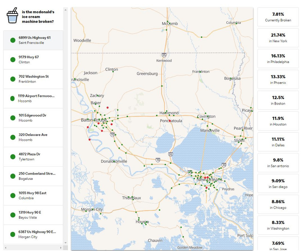 McDonald’s fan creates live map to track every broken ice cream machine