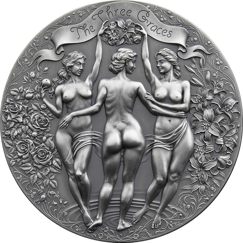 2.000 Francos CFA. Camerún. Mint XXI. The Three Graces. Primera moneda de la serie Celestial Beauty. 2020. 2020-M21-Three-Graces-REV