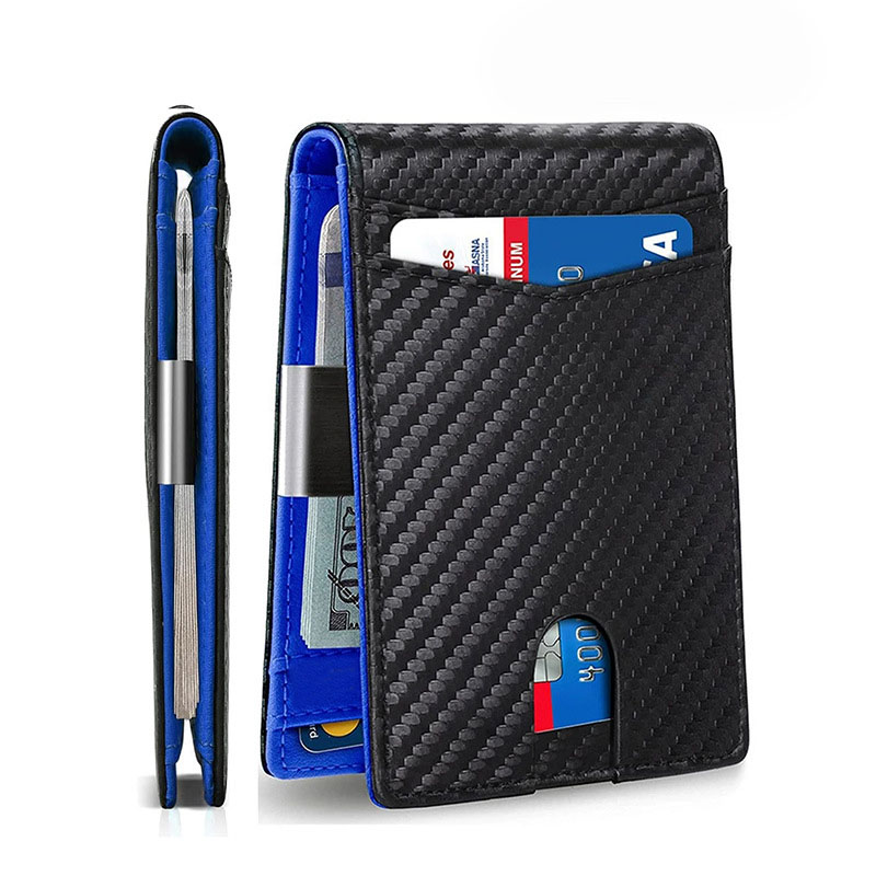 Black and blue 12-Card Slot Men's Wallet with RFID Protection – Slim, Durable, and Secure Bifold Wallet