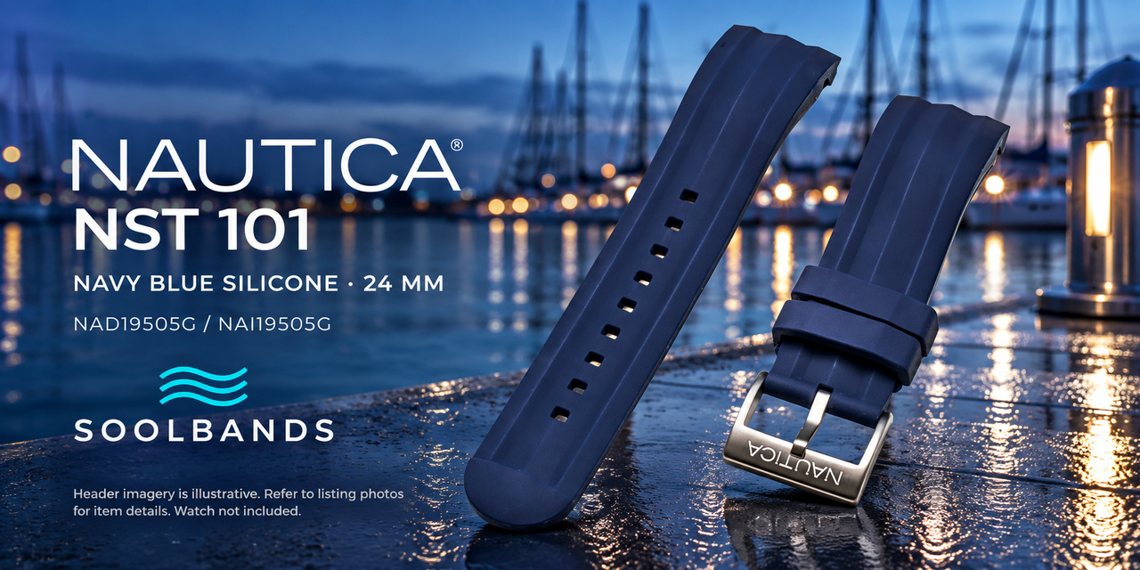 Nautica NST 101 navy blue silicone 24mm replacement band